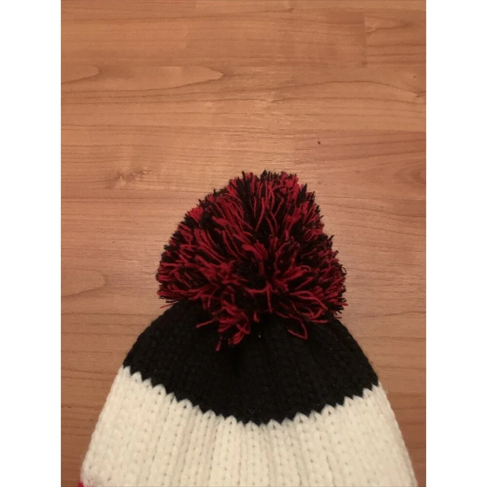 Unbranded Adult Striped Faux Fur Lined Pom Toboggan Hat